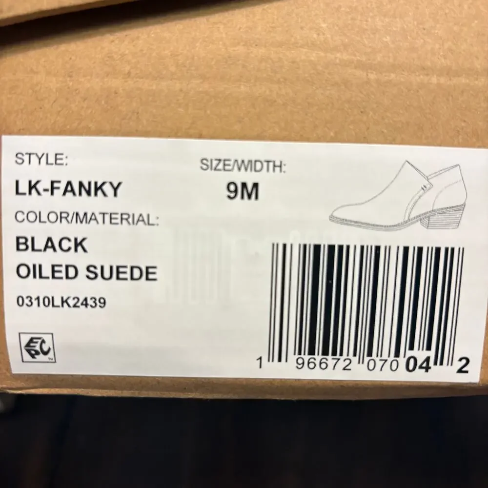 Lucky Brand Fanky Suede Boots 9 Black NWT Ankle Booties Boho Western